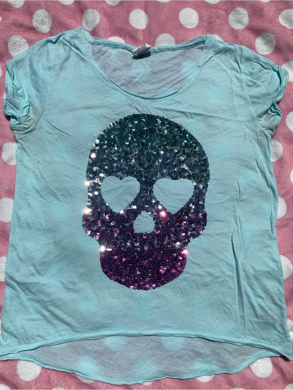 VS Pink mint bling sugar skull tee Sz M